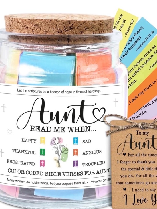 Other - Aunt Read Me When... Inspirational Scripture Jar with Colorful Tabs